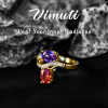 Red & Blue Gemstone Ring with S-Shaped CZ Connector - IVMRN004CH