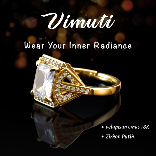 3 Adjustable Open Ring for Women with Large Cubic Zirconia - IVMRN016