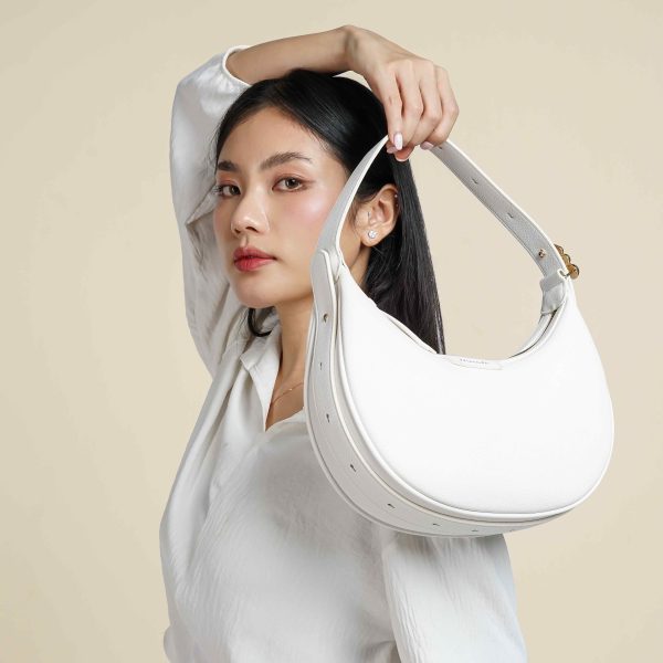 VIMUTI Madeline Crescent Bag for Women - 261A White