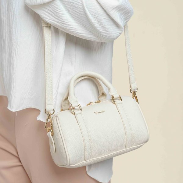 VIMUTI Ashline Mini Bowling Bag for Women - 265 Gray with Dark Brown