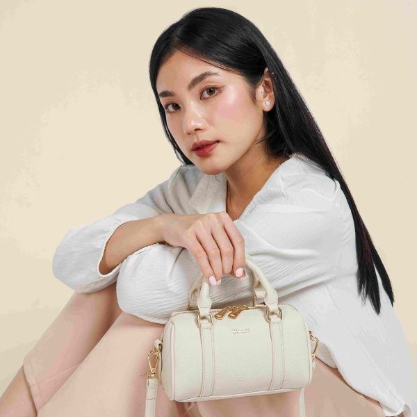 VIMUTI Ashline Mini Bowling Bag for Women - 265 Gray with Dark Brown