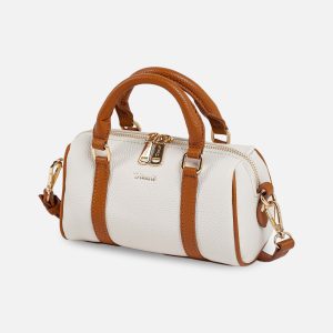VIMUTI Ashline Mini Bowling Bag for Women - 265 Beige with Brown
