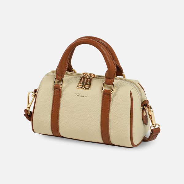 VIMUTI Ashline Mini Bowling Bag for Women - 265 Gray with Dark Brown